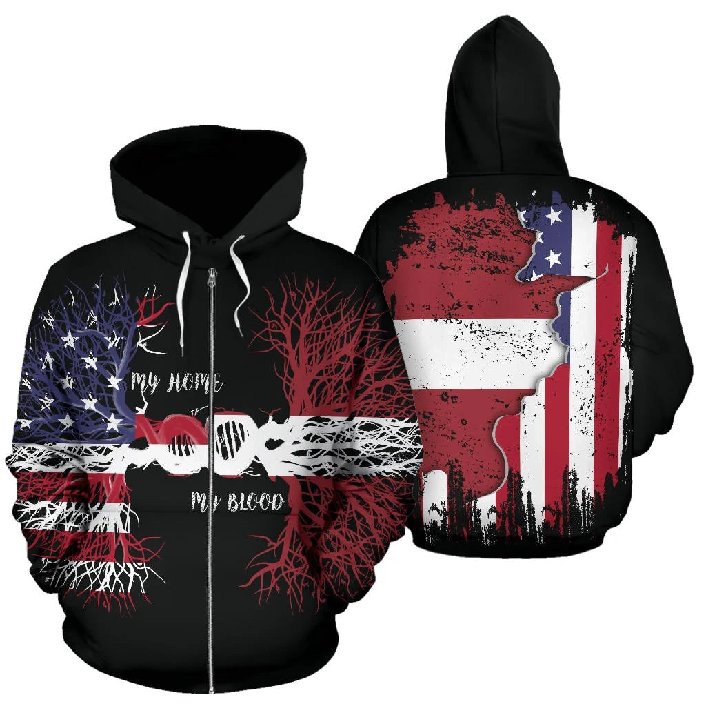 American Grown Latvia Root DNA Zip Hoodie RLT6