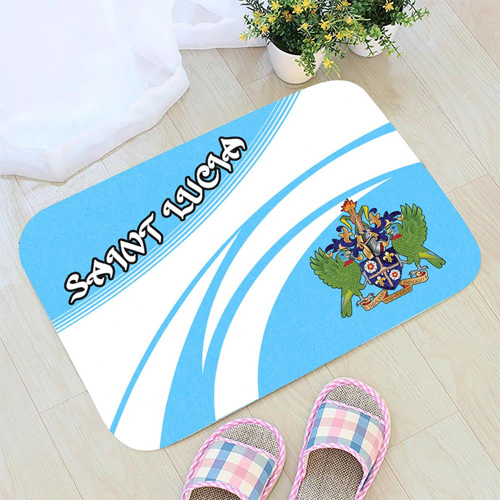 Saint Lucia Coat Of Arms Door Mat Cricket RLT6
