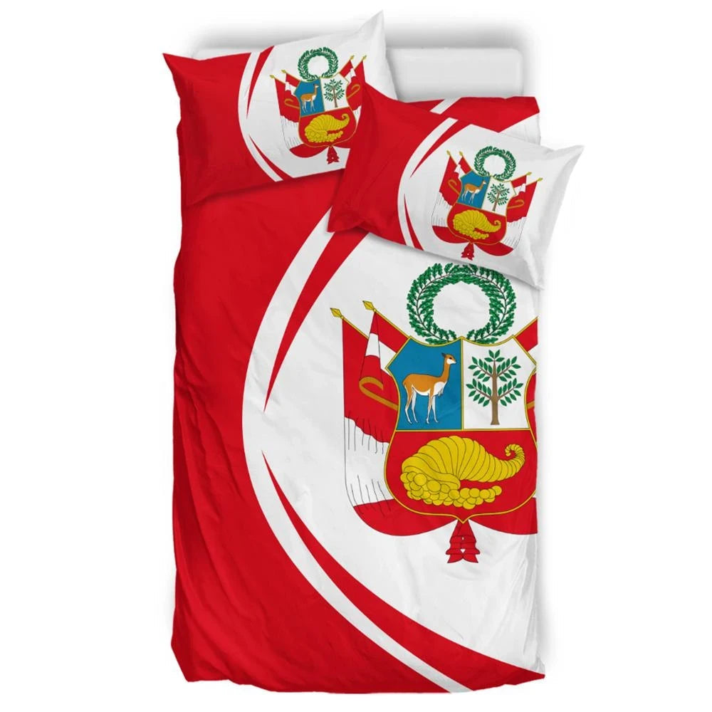 Peru Flag Coat Of Arms Bedding Set Circle RLT7