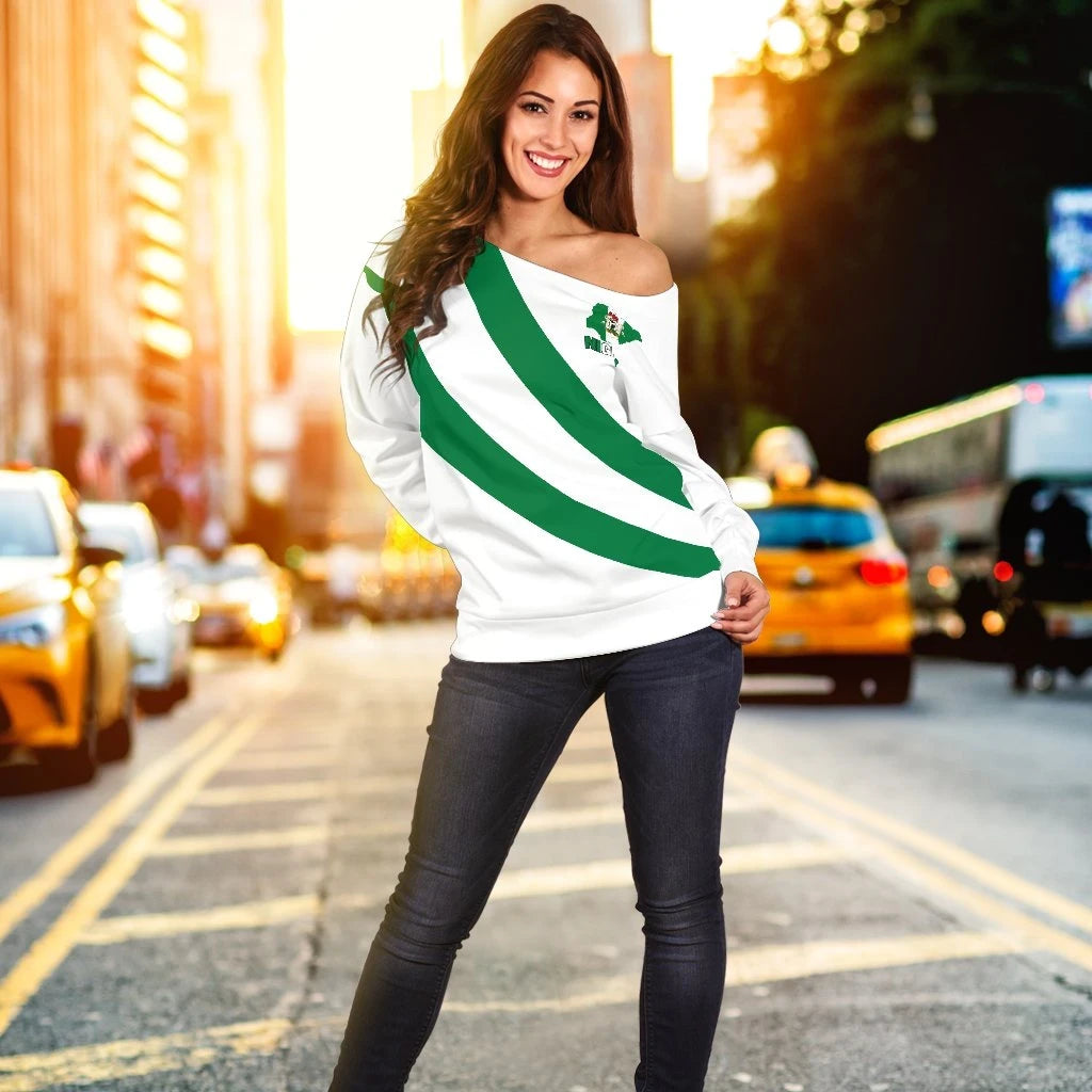 Nigeria Special Flag Womens Off Shoulder Sweater RLT8
