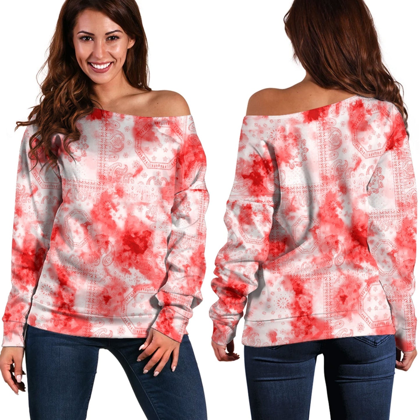 Paisley Bandana Pattern Seamless Off Shoulder Sweaters Ver.116 RLT13