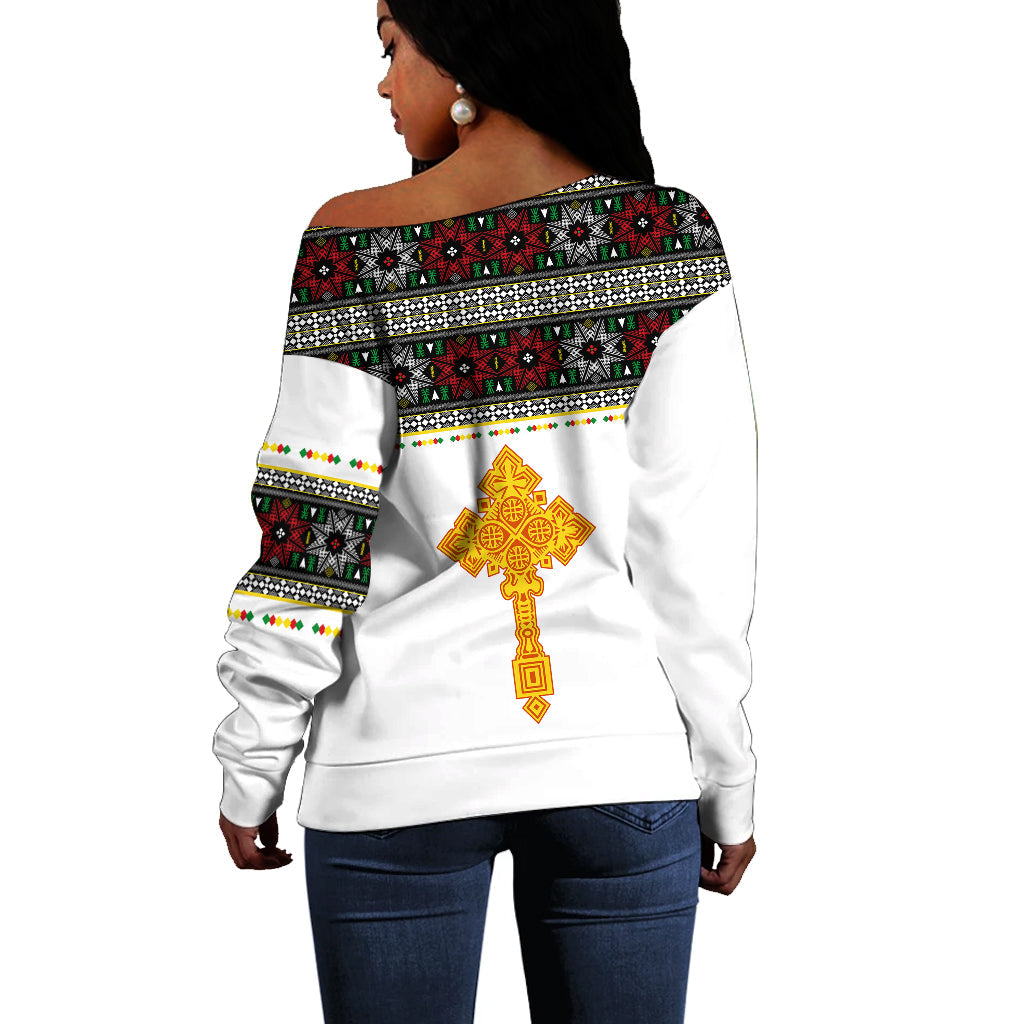 Ethiopia Tibeb Off Shoulder Sweater Ethiopian Cross Fashion LT13