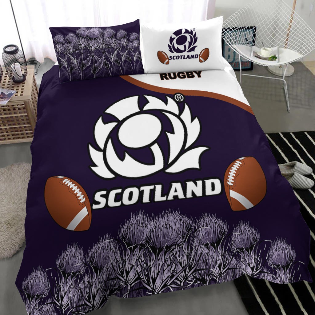 Scotland Rugby Union Bedding Set Thistle Flower Purple Original LT20