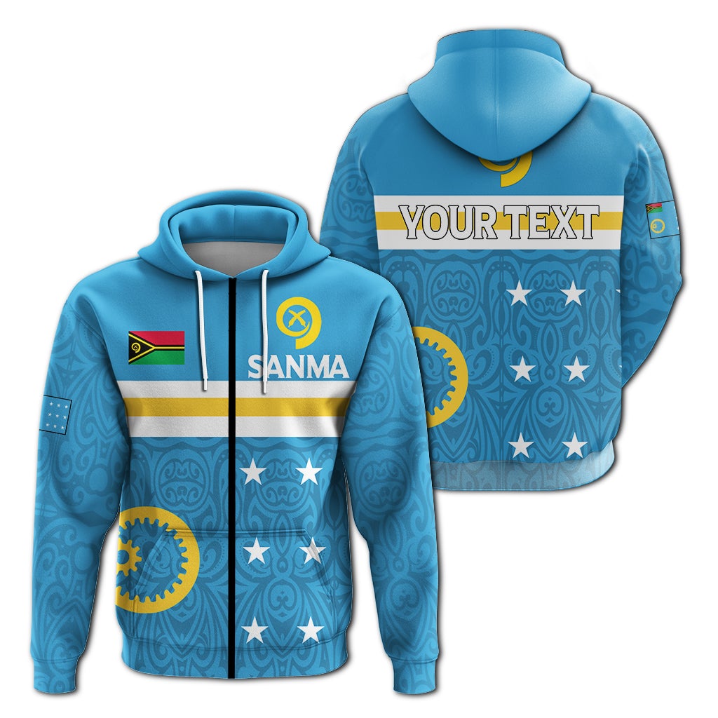 Custom Vanuatu Sanma Province Zip Up Hoodie Flag Style LT12