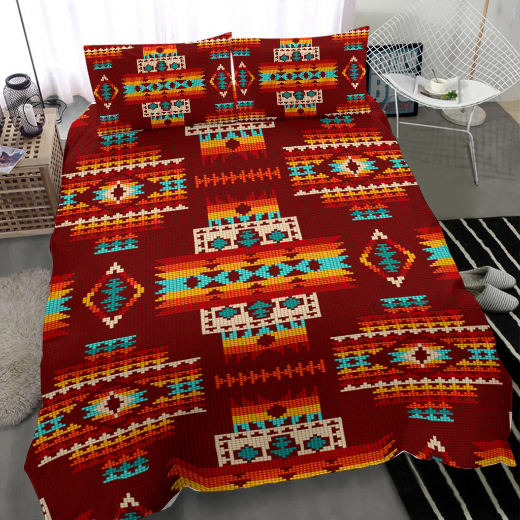 Red Pattern Native American Bedding Set LT10
