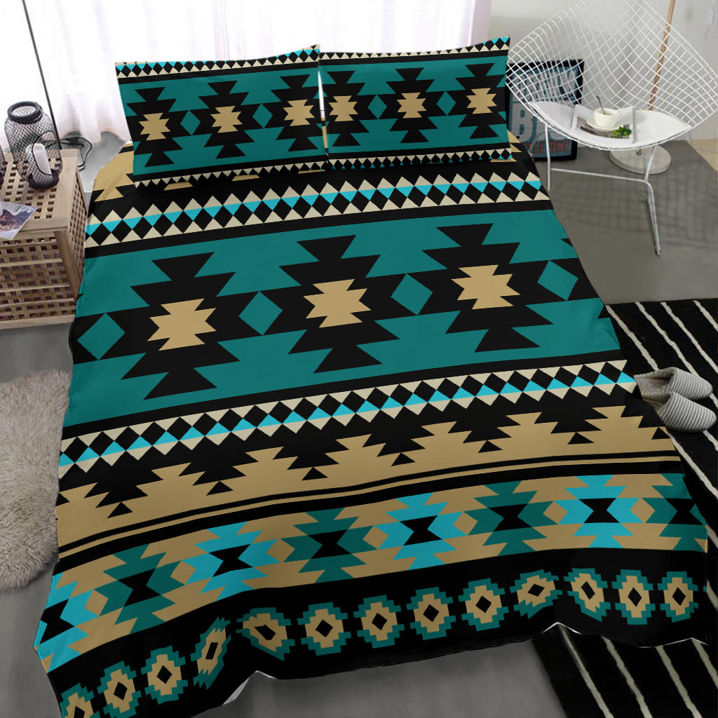 Native American Green Ethnic Aztec Pattern Bedding Set LT10