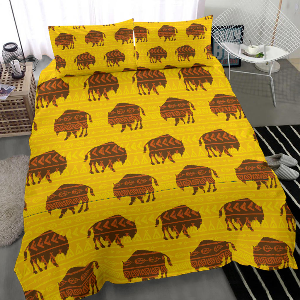 Native American Vector Bison Yellow Bedding Set LT10