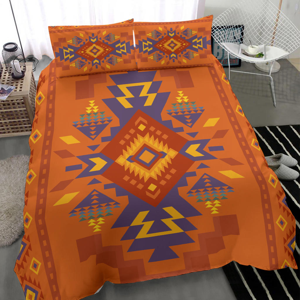 Orange Pattern Native American Bedding Set LT10
