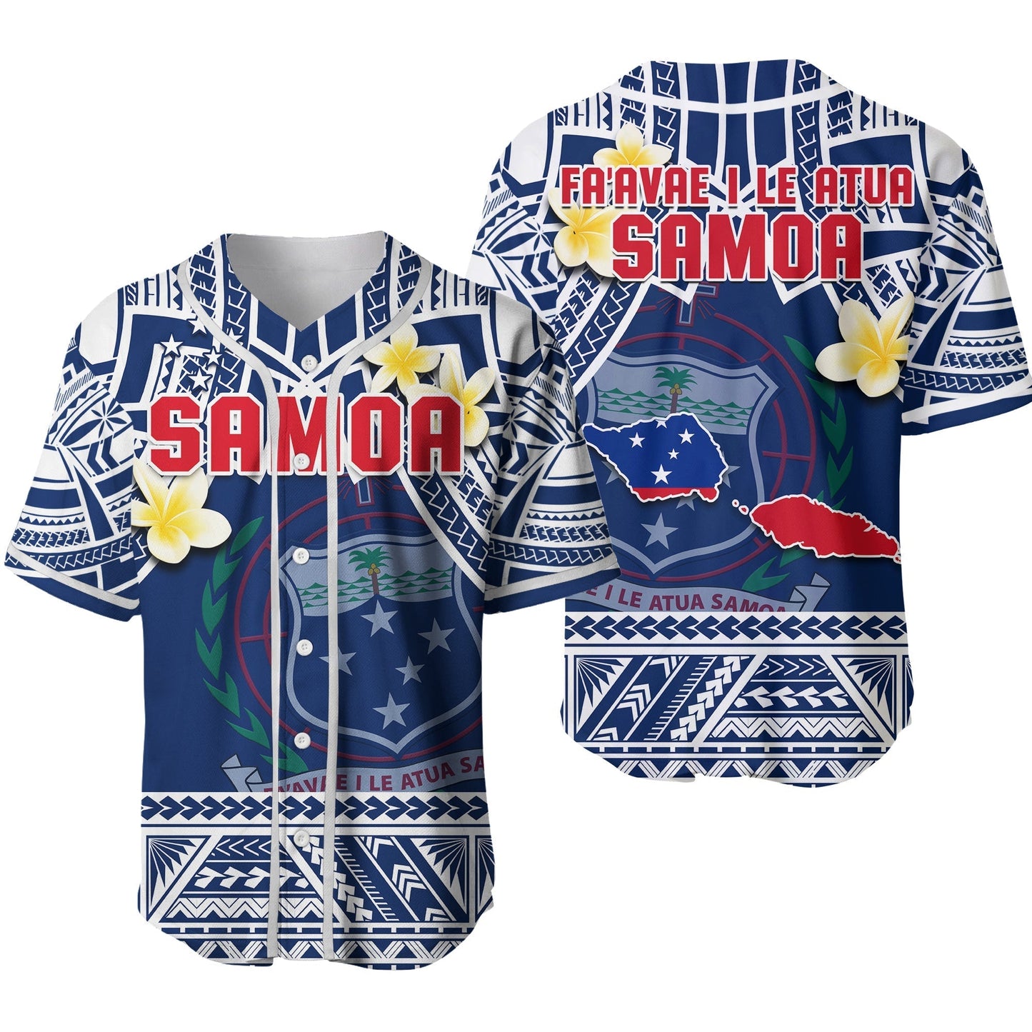 Samoa Baseball Jersey Samoan Plumeria Flowers Mix Polynesian Pattern 02 LT14