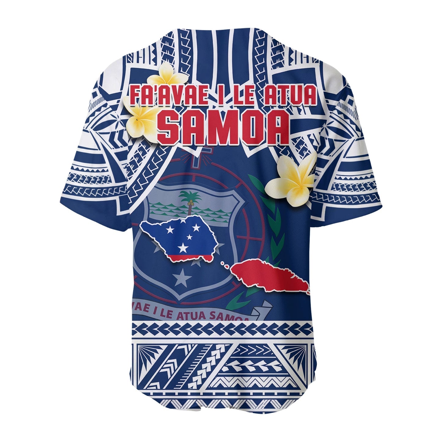 Samoa Baseball Jersey Samoan Plumeria Flowers Mix Polynesian Pattern LT14