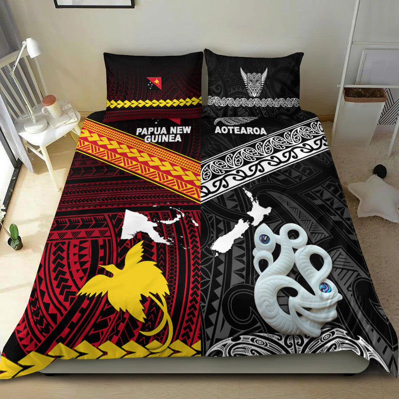 New Zealand and Papua New Guinea Bedding Set Together Black LT8