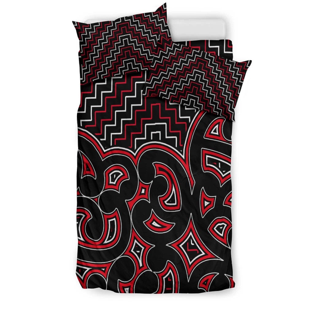 New Zealand Bedding Set Maori Graphic Tee patterns Red LT6