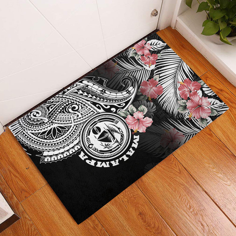 Vanuatu Malampa Province Door Mat Hibiscus Tribal Polynesian Tattoo Ver Black LT9