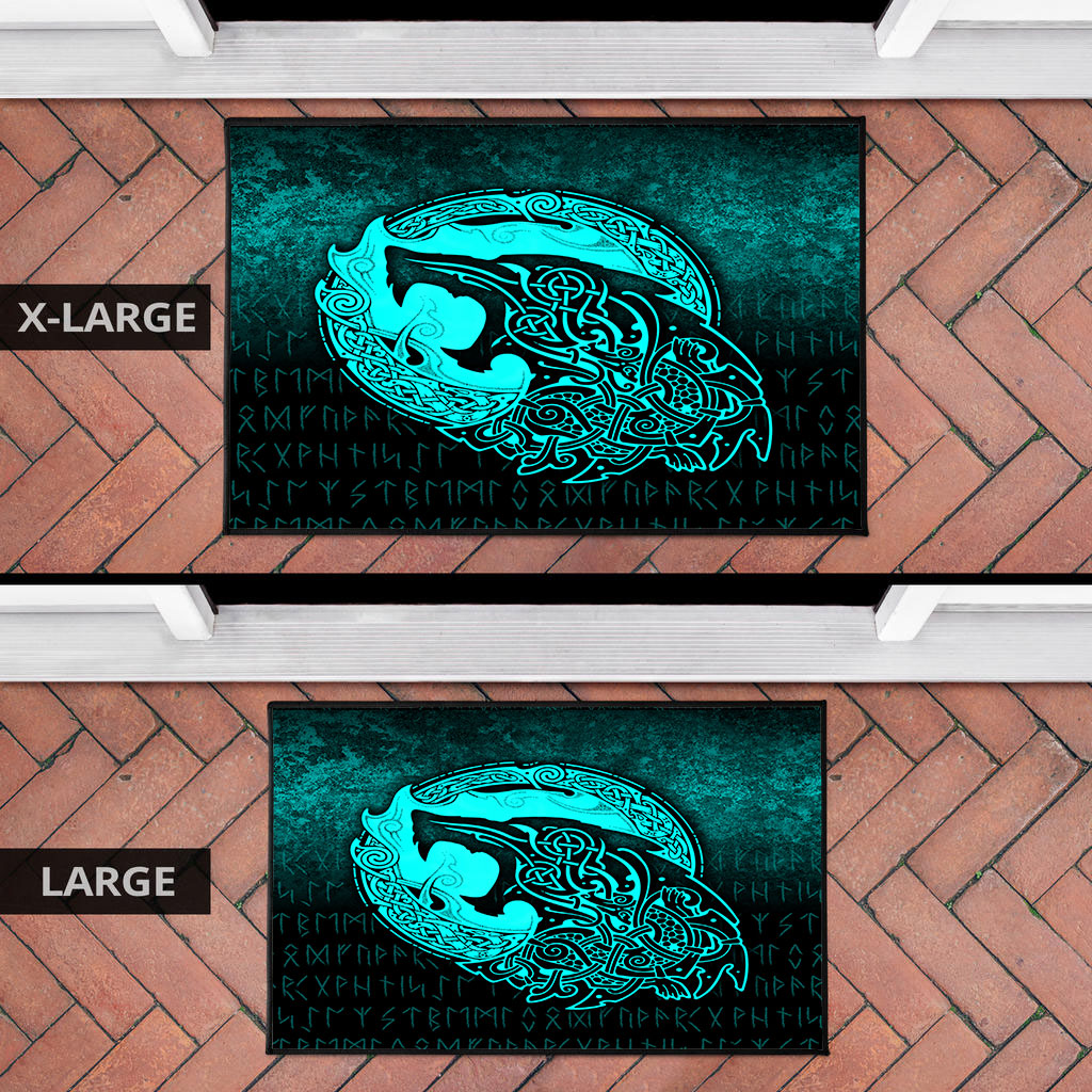 Viking Door Mat Fenrir Viking 3D Tattoo Cyan Version Door Mat RLT12
