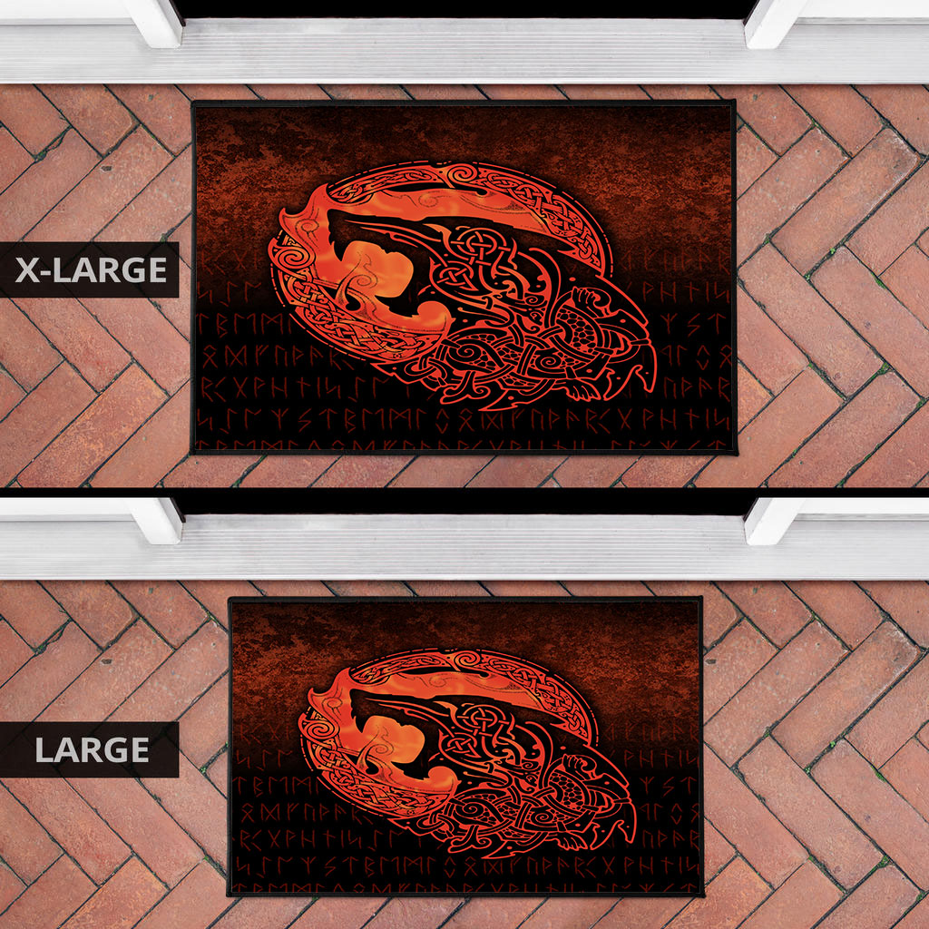 Viking Door Mat Fenrir Viking 3D Tattoo Orange Version Door Mat RLT12