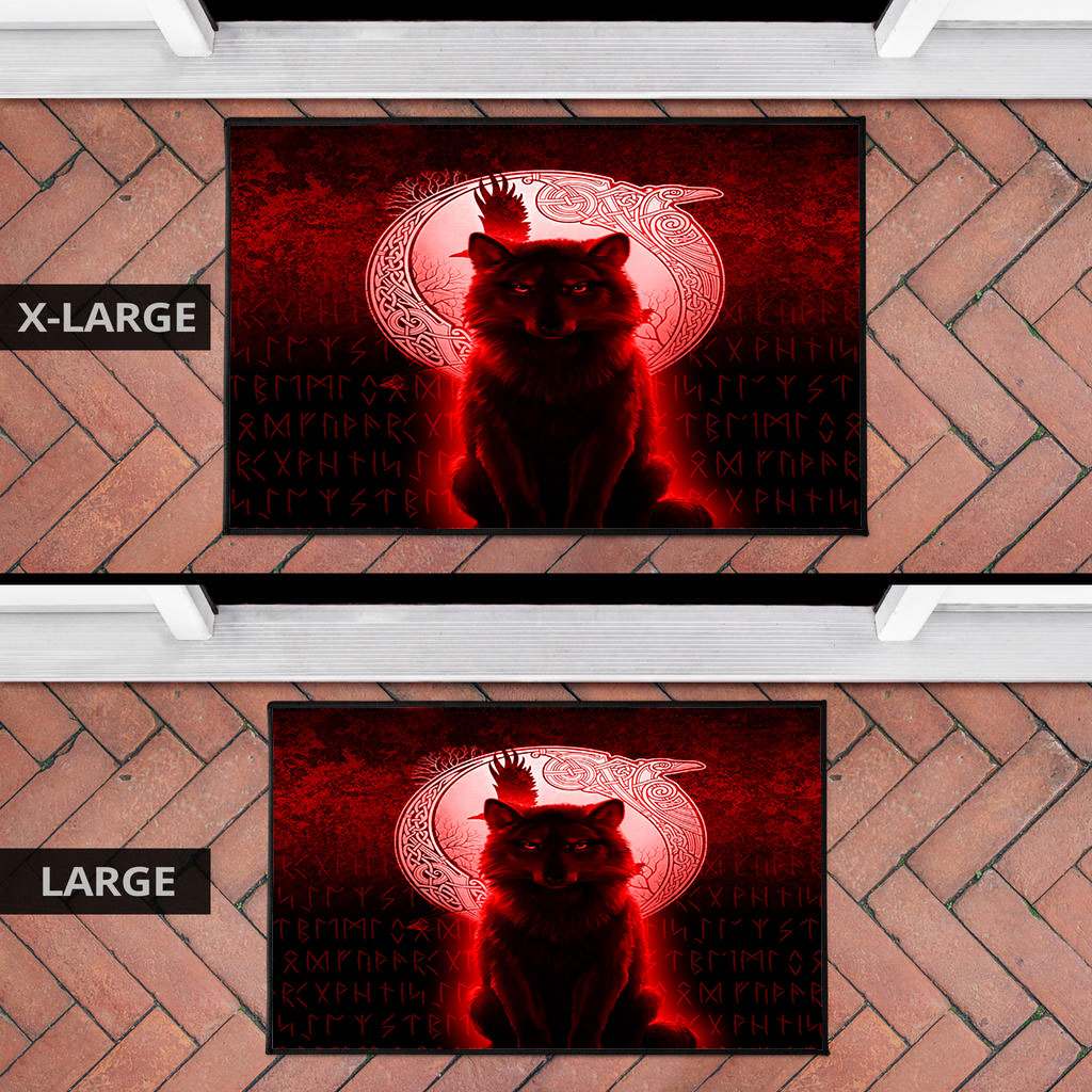 Viking Door Mat Fenrir Viking Wolf Red Version Door Mat RLT12