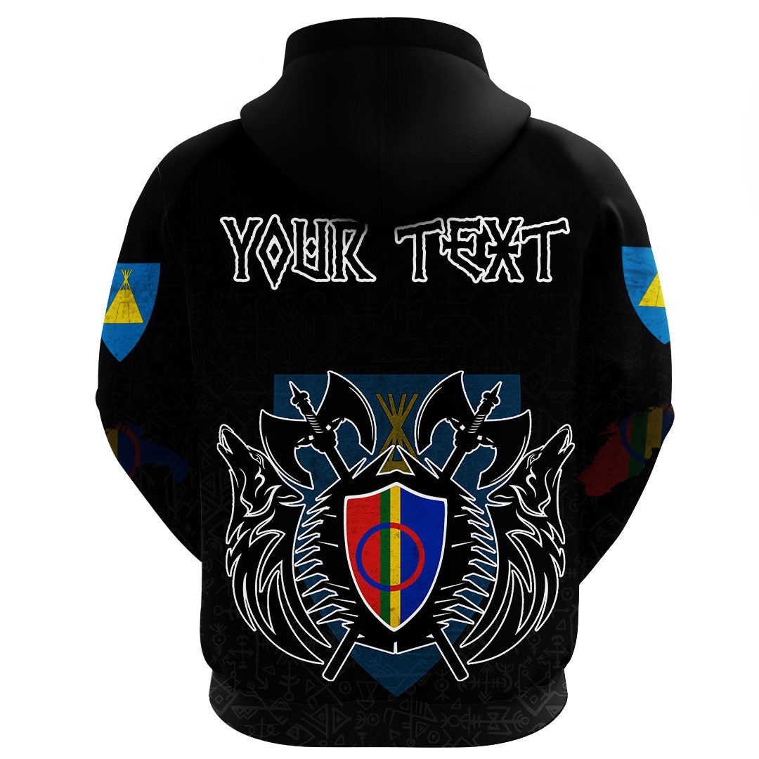 Custom Viking Sami Flag and Map Gaiter Hoodie style Viking Geri and Freki RLT12