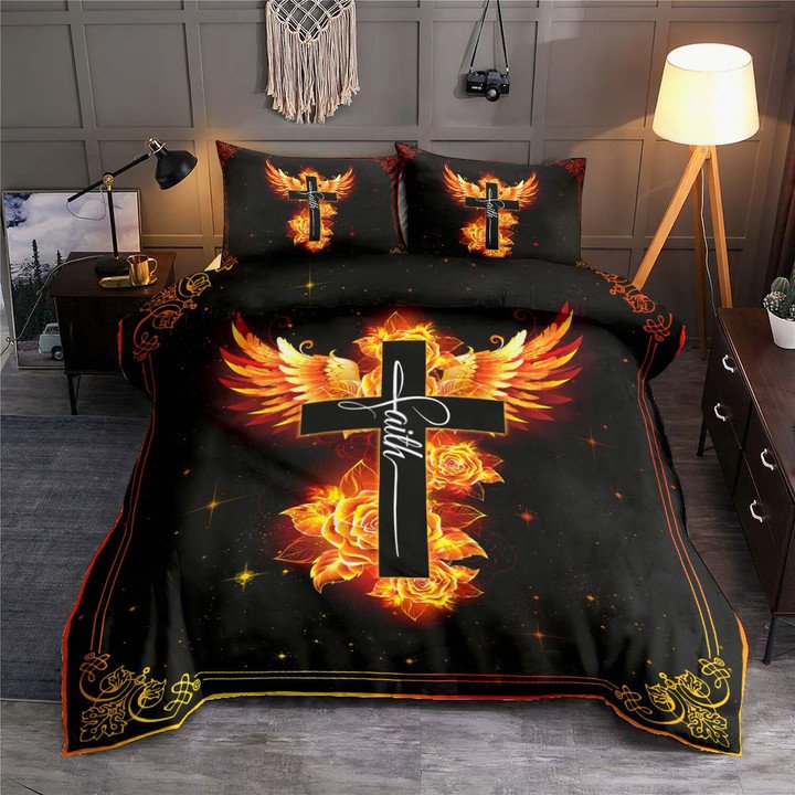 Jesus Phoenix Rose Faith Bedding Set