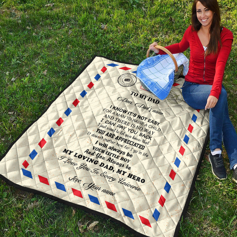 (Custom) Father Day Premium Quilt Letter From Son Simple Style LT8