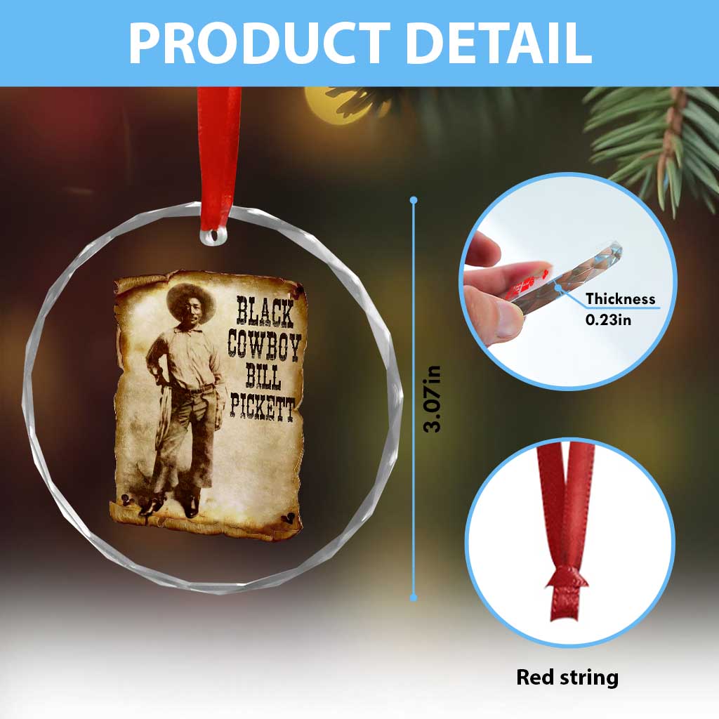 Black Cowboy Bill Pickett Crystal Glass Ornament African American Cowboys Black History TS10