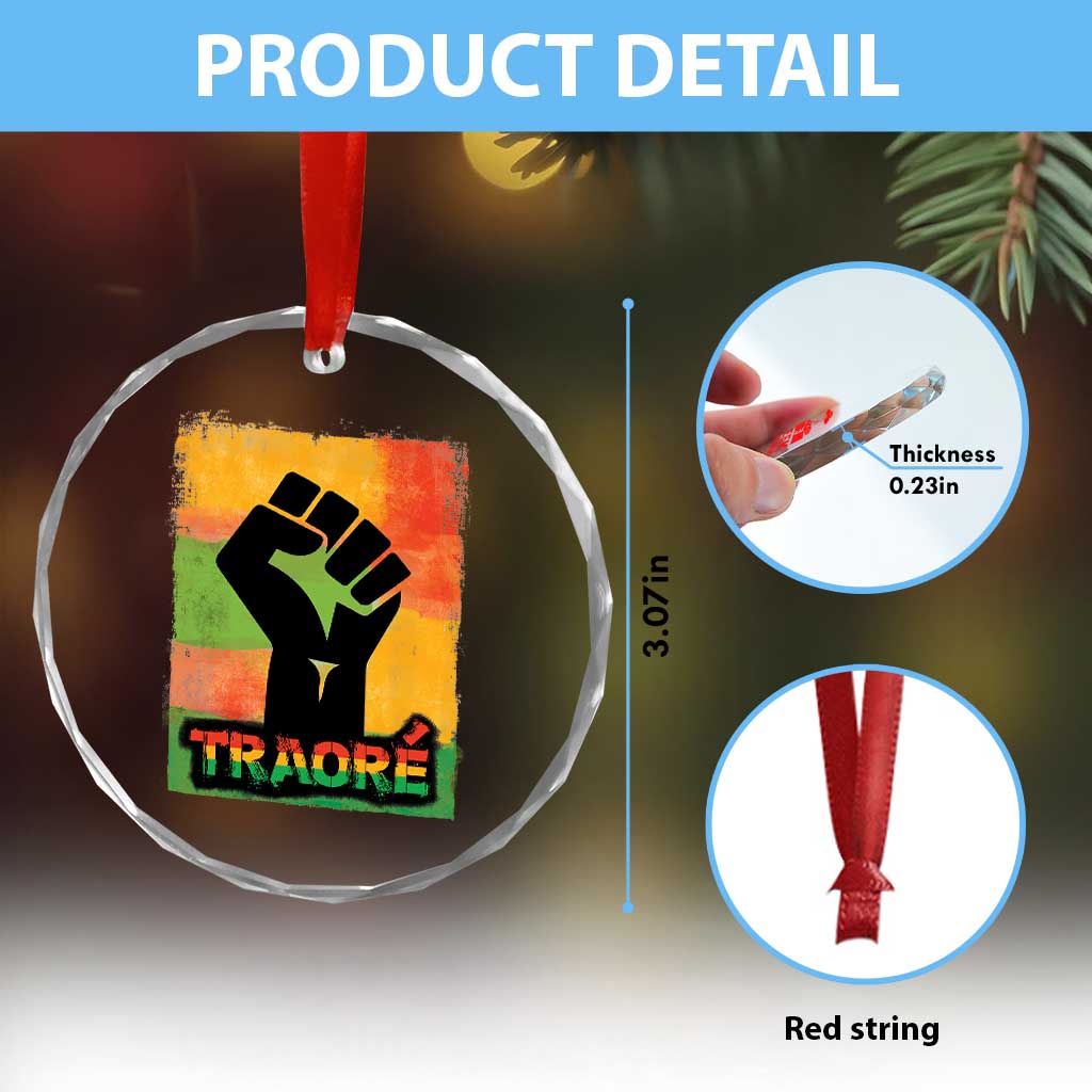 Burkina Faso Ibrahim Traoré Crystal Glass Ornament TS10