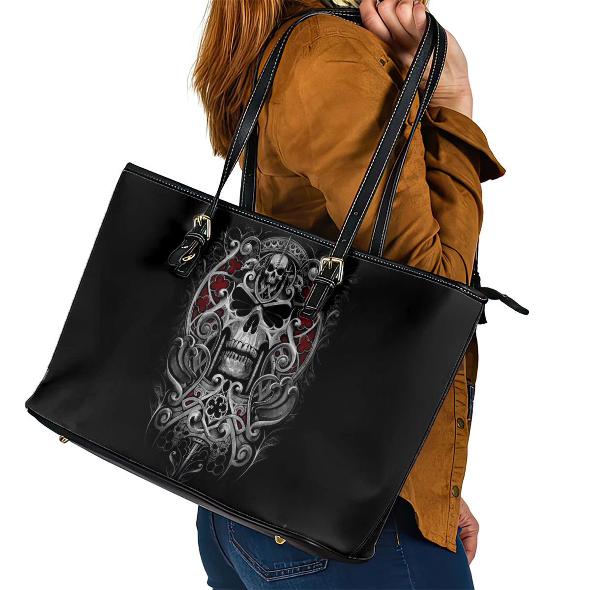 Skull Leather Tote Bag Ethereal Reapers Skull-Faced Death Angels DT01