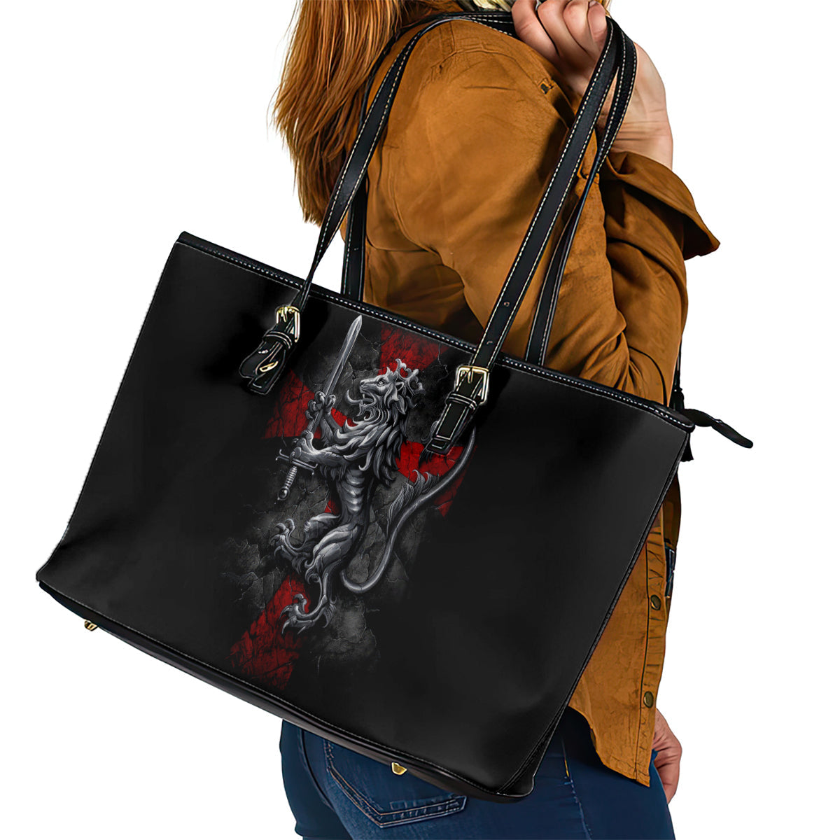 Skull Leather Tote Bag Death Skull Crusader DT01