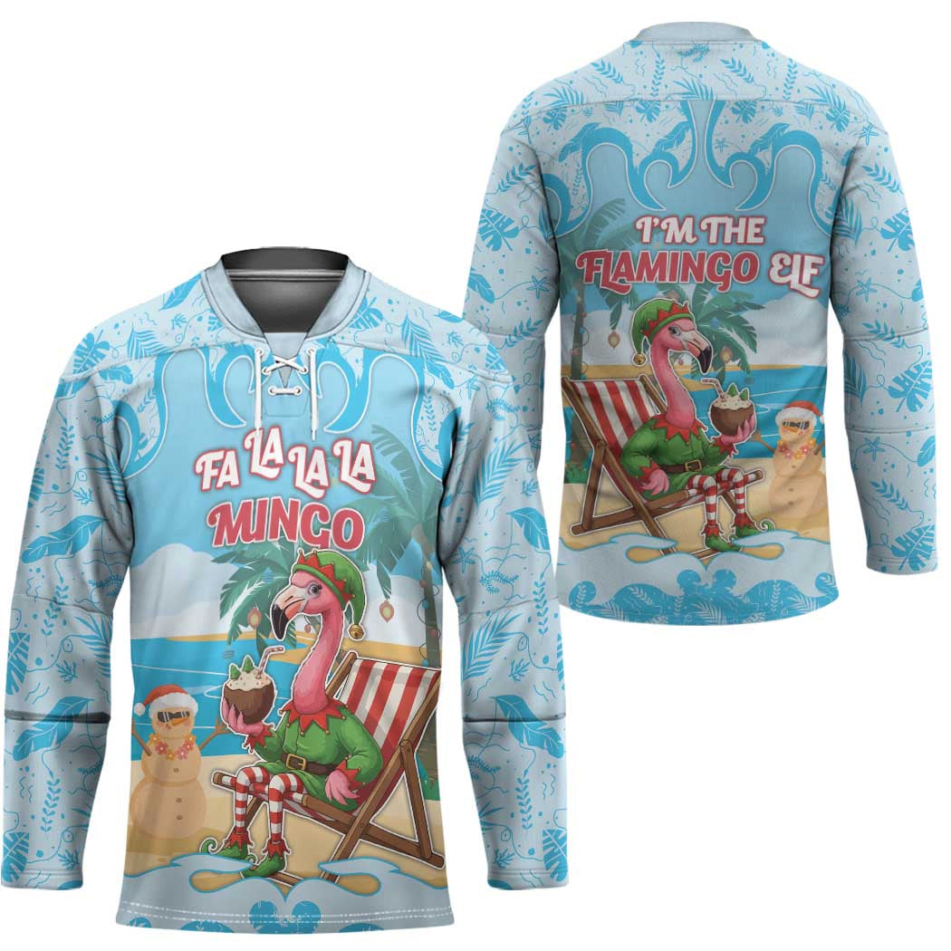 Christmas In July Hockey Jersey I Am The Flamingo Elf DT05