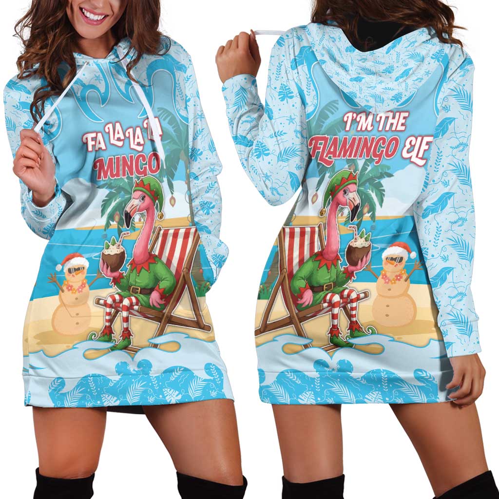 Christmas In July Hoodie Dress I Am The Flamingo Elf DT05