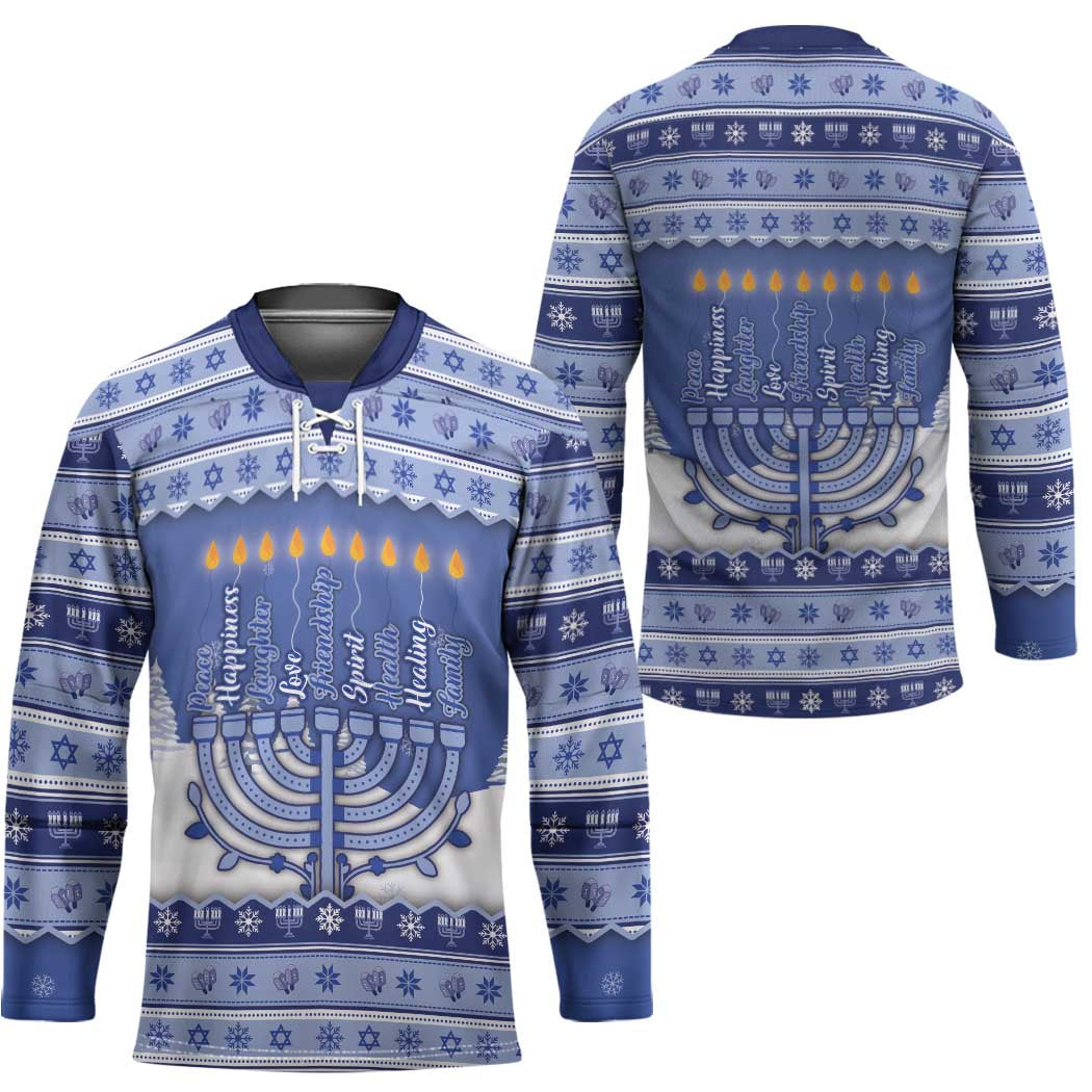 Hanukkah Christmas Hockey Jersey Love And Lights DT05