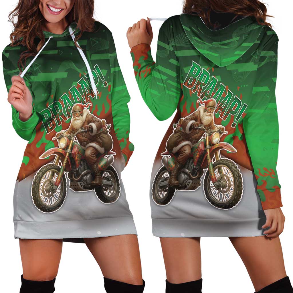 Braaap Christmas Hoodie Dress Motocross Santa DT05