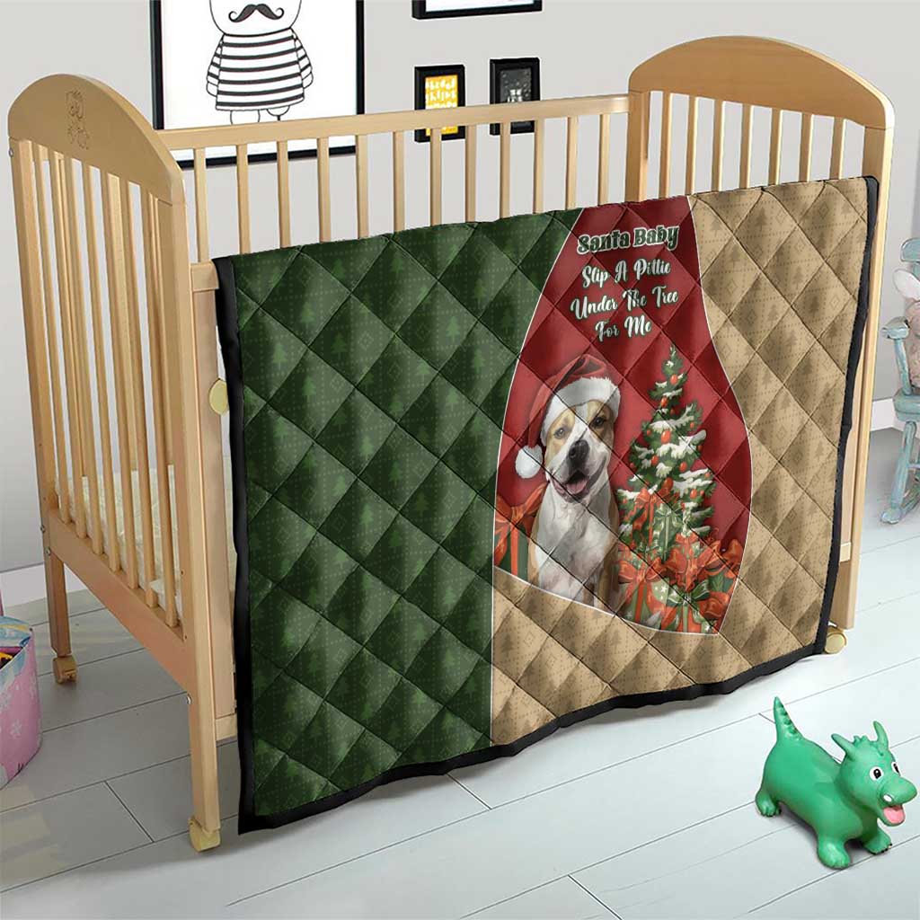 Merry Pitmas Quilt Santa Baby Slip A Pittie Under The Tree For Me DT05