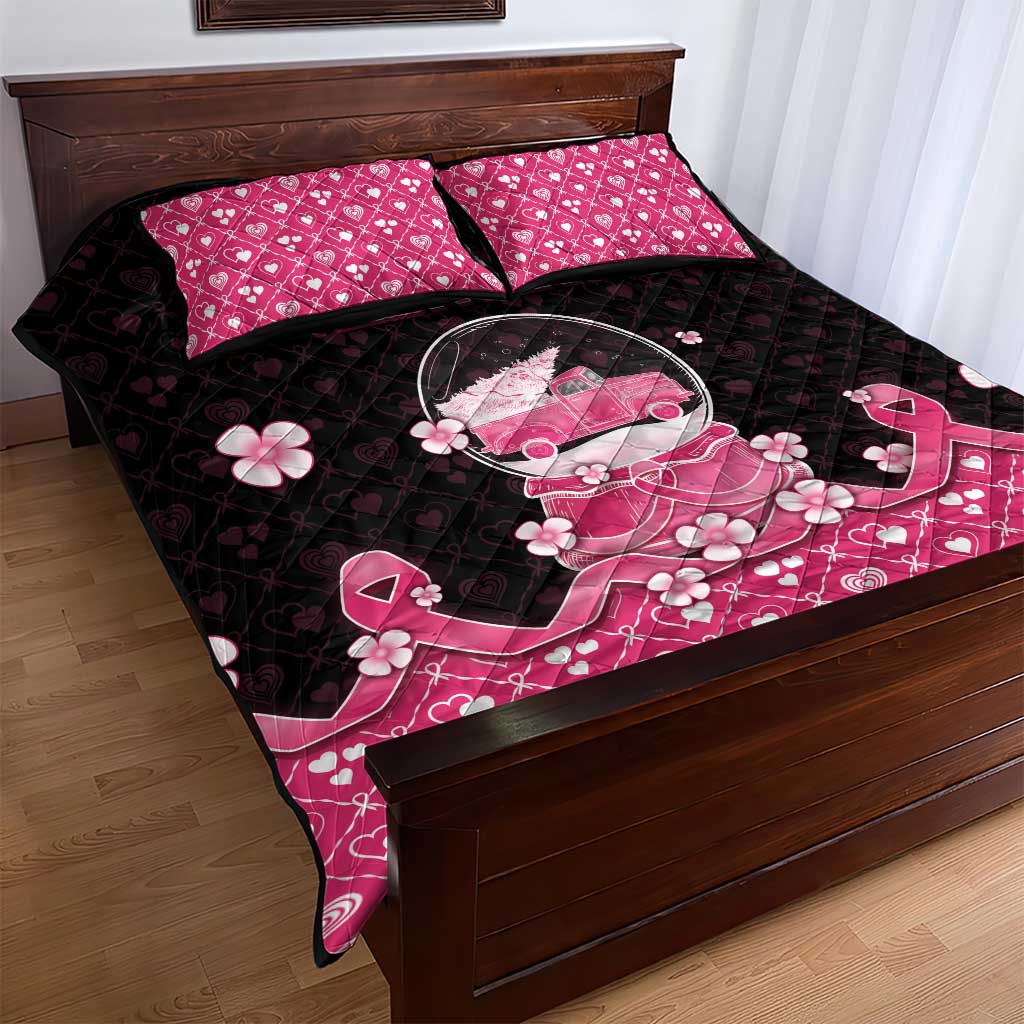 Breast Cancer Christmas Quilt Bed Set Merry Pinkmas DT05