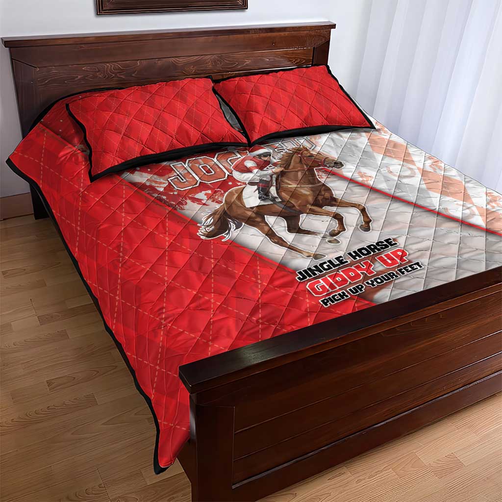 Horse Racing Christmas Quilt Bed Set Giddy Up Pick Up Your Feet DT05