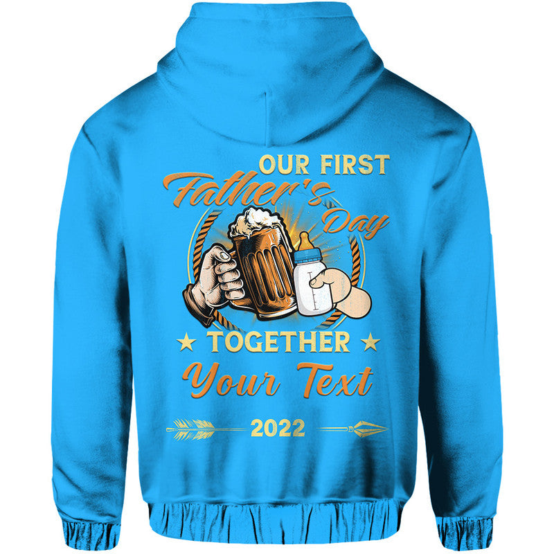 Custom Father Day Hoodie Our First Father Day Simple Style Blue LT8