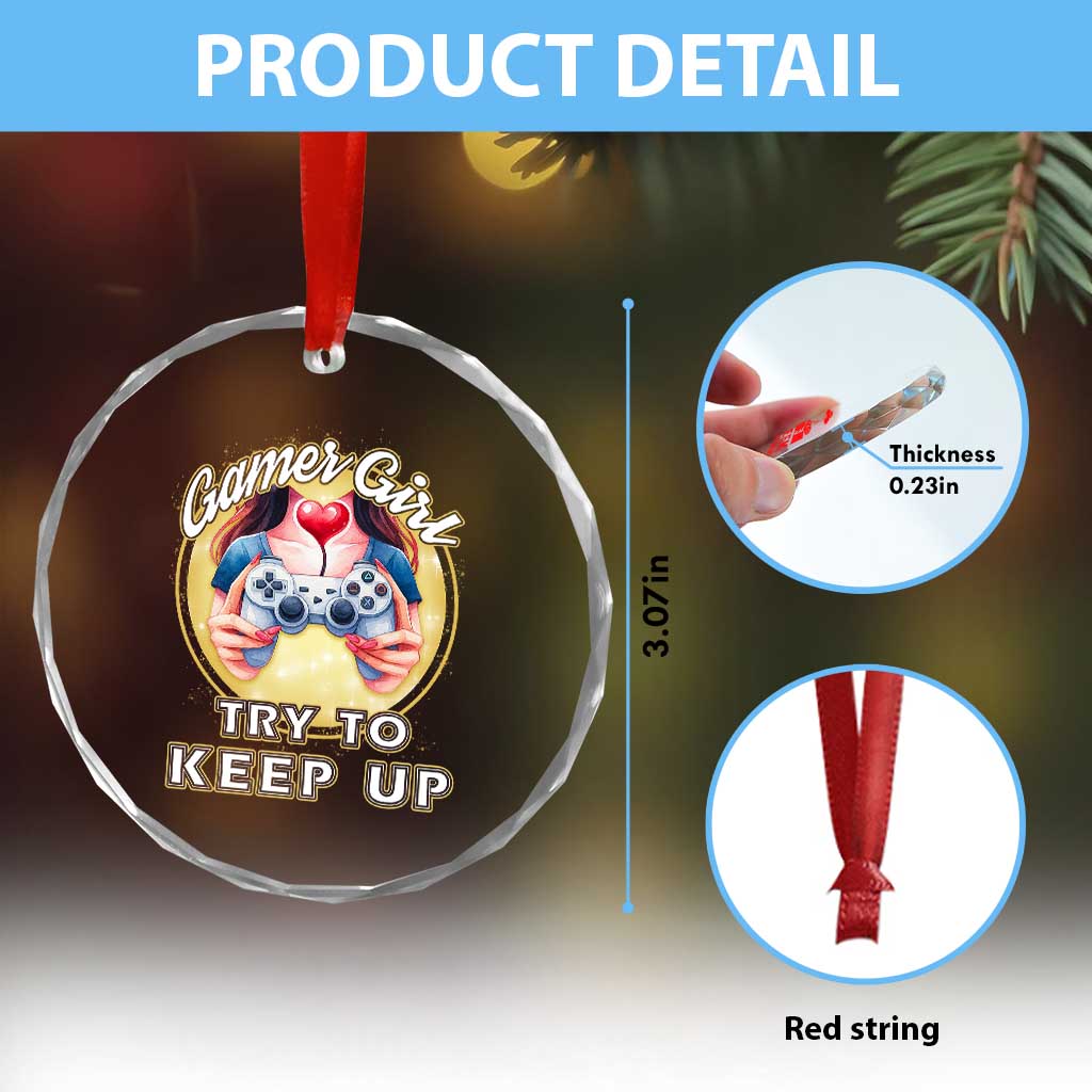 Im A Gamer Girl Try To Keep Up Crystal Glass Ornament Funny Gaming Gift TS12