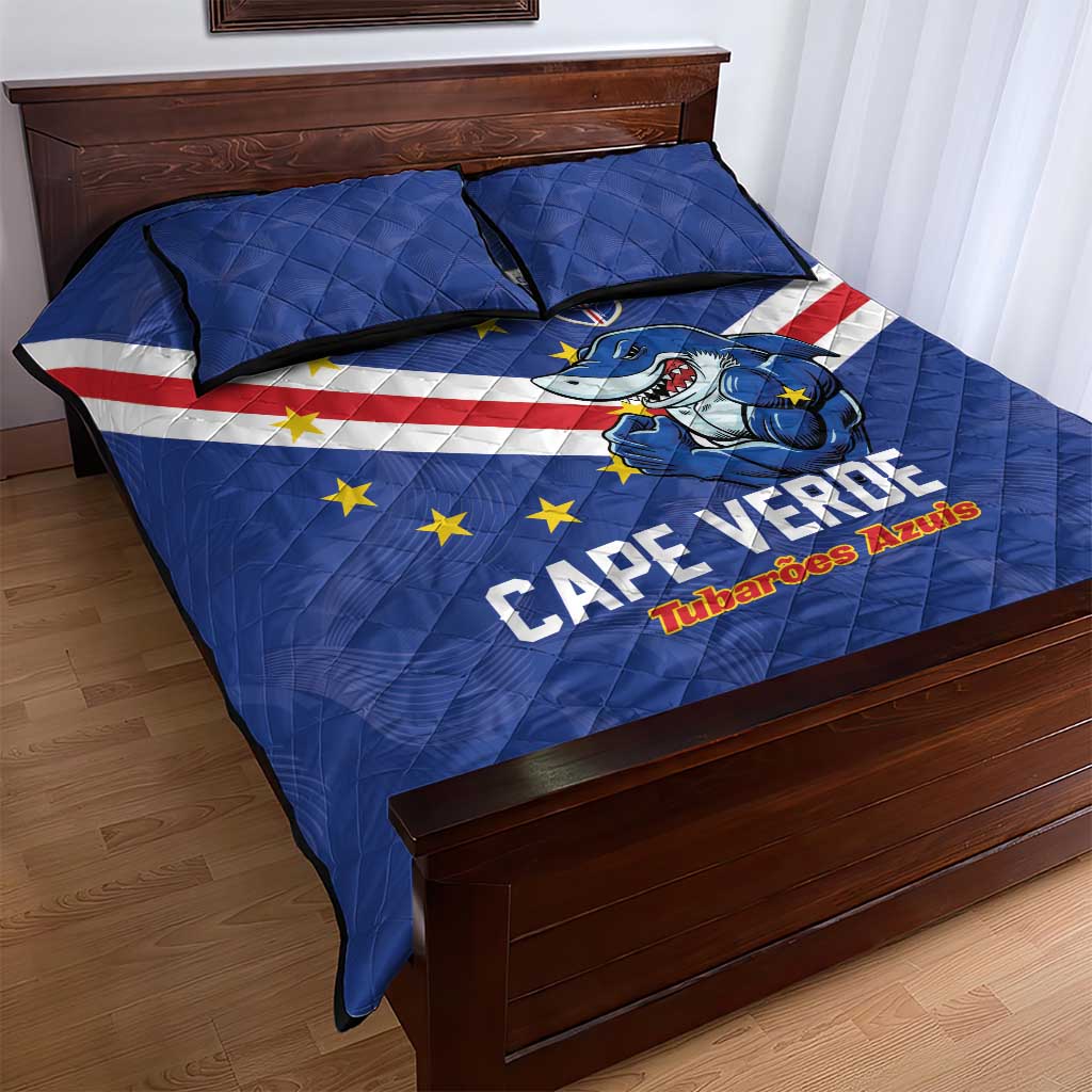 Cape Verde Football Quilt Bed Set Tubaroes Azuis Make History LT01