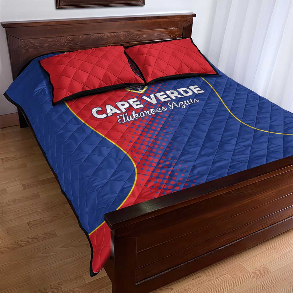 Cape Verde Football Quilt Bed Set Blue Sharks Make History LT05