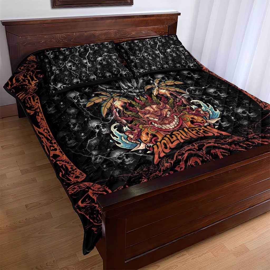 Aloha Halloween Quilt Bed Set Horror Tiki Heavy Metal Style LT05