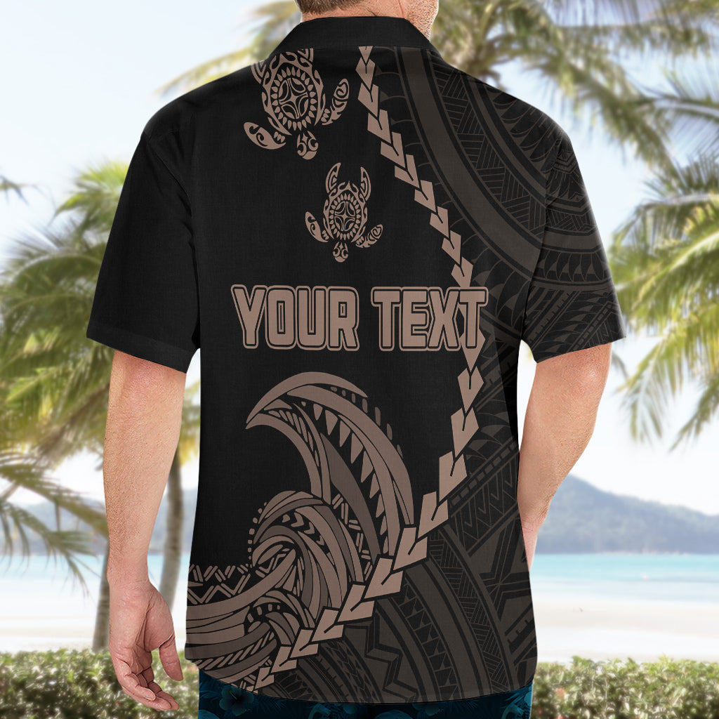 Personalised Guam Hawaiian Shirt Tribal Turtles Curves Style - Brown LT7