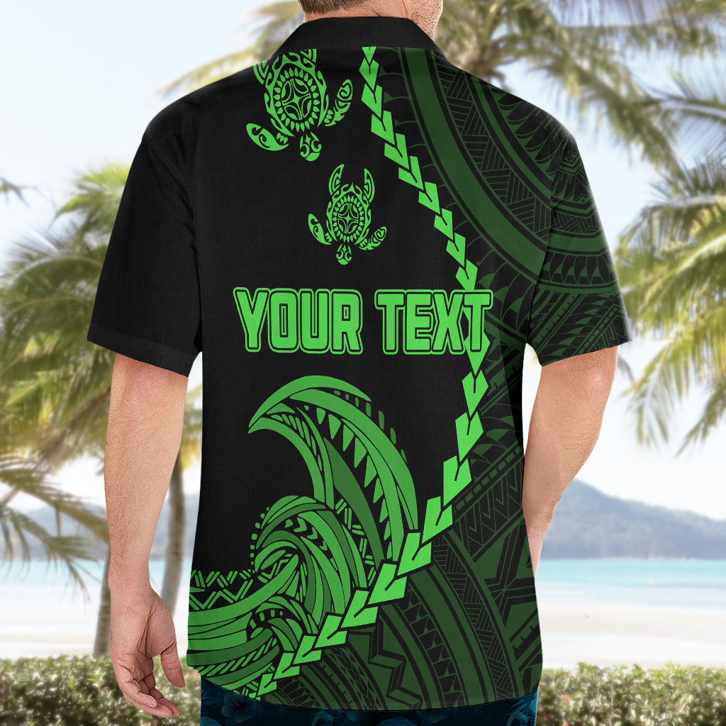 Personalised Guam Hawaiian Shirt Tribal Turtles Curves Style - Green LT7