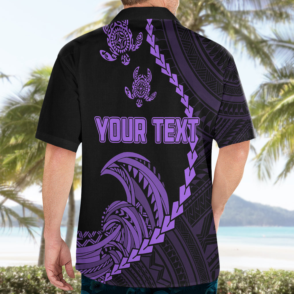 Personalised Guam Hawaiian Shirt Tribal Turtles Curves Style - Purple LT7