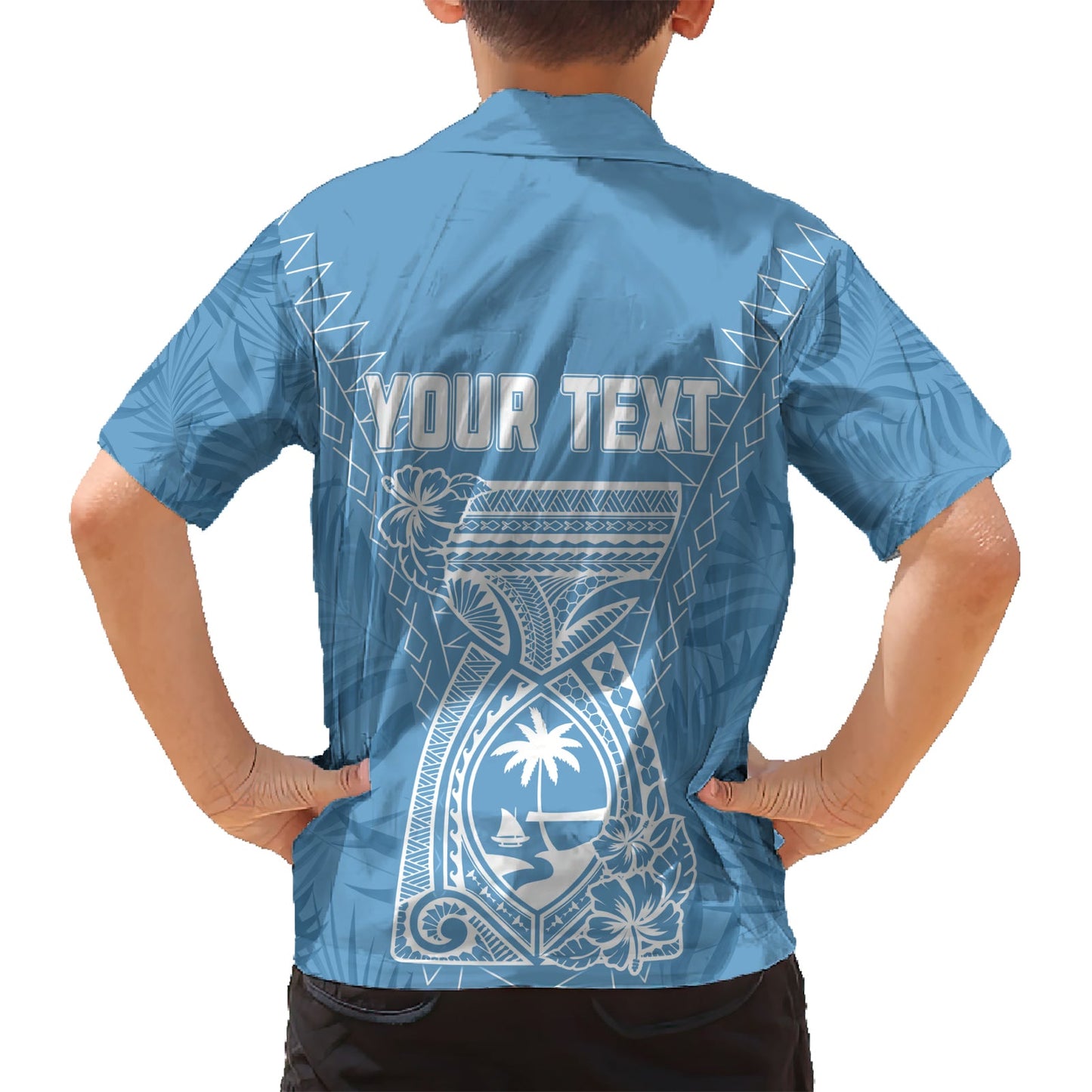 Personalised Guam Hawaiian Shirt Chamoro Latte Stone Mix Tropical - Blue LT7