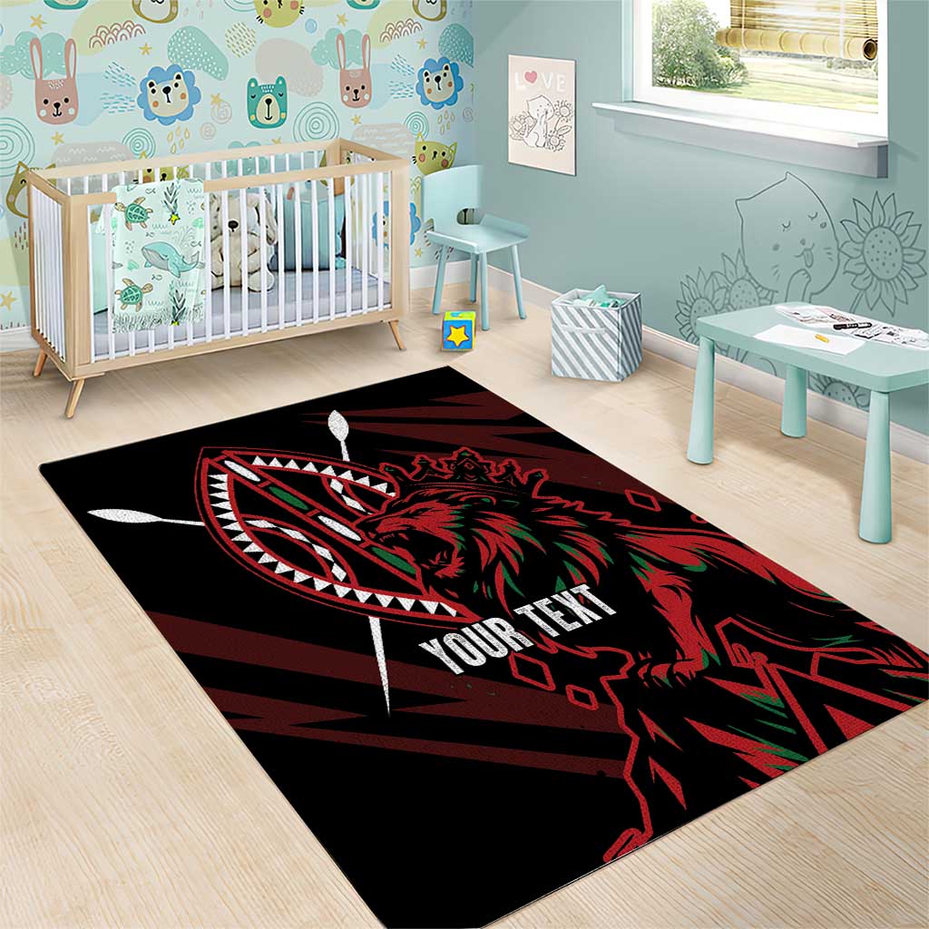 Kenya King Lion Personalized Area Rug Stylized Maasai Shield LT7