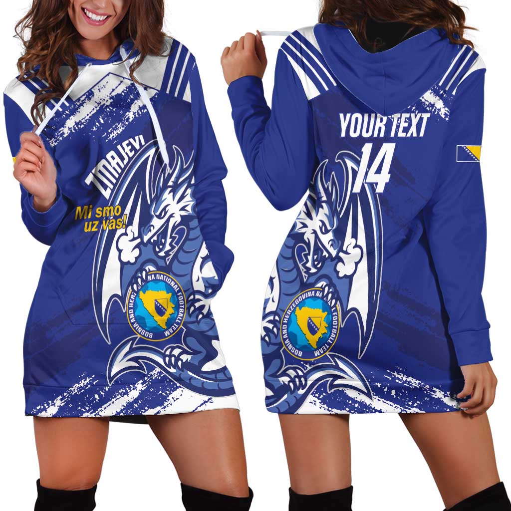 Bosnia and Herzegovina Football Custom Hoodie Dress Go Zmajevi Mi smo uz vas Blue Version LT14
