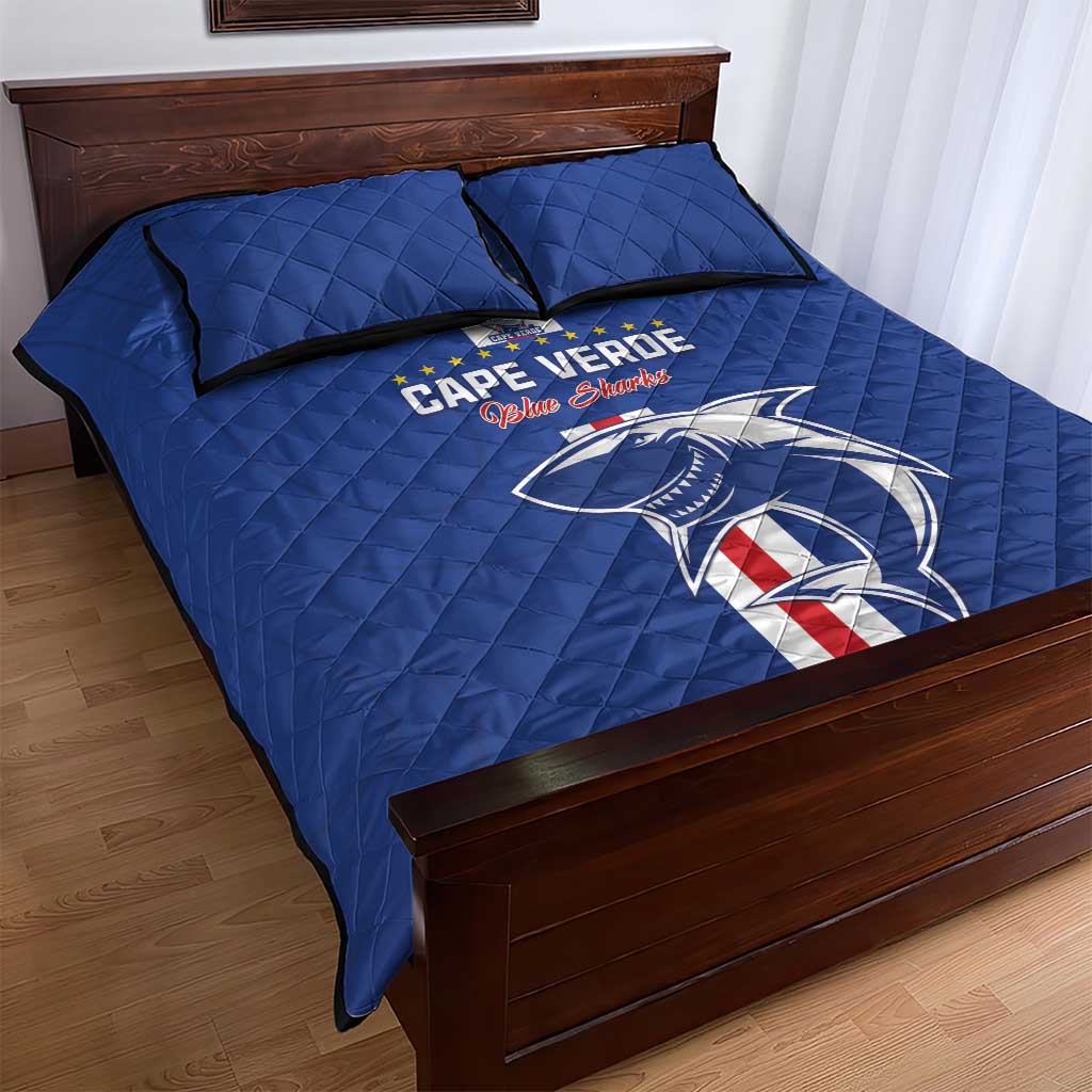 Cape Verde Football Quilt Bed Set Go Champions Blue Sharks LT15