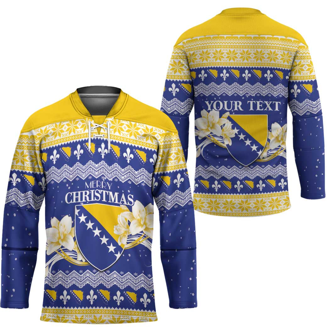 Personalized Bosnia and Herzegovina Christmas Hockey Jersey Coat Of Arms Srecan Bozic LT18