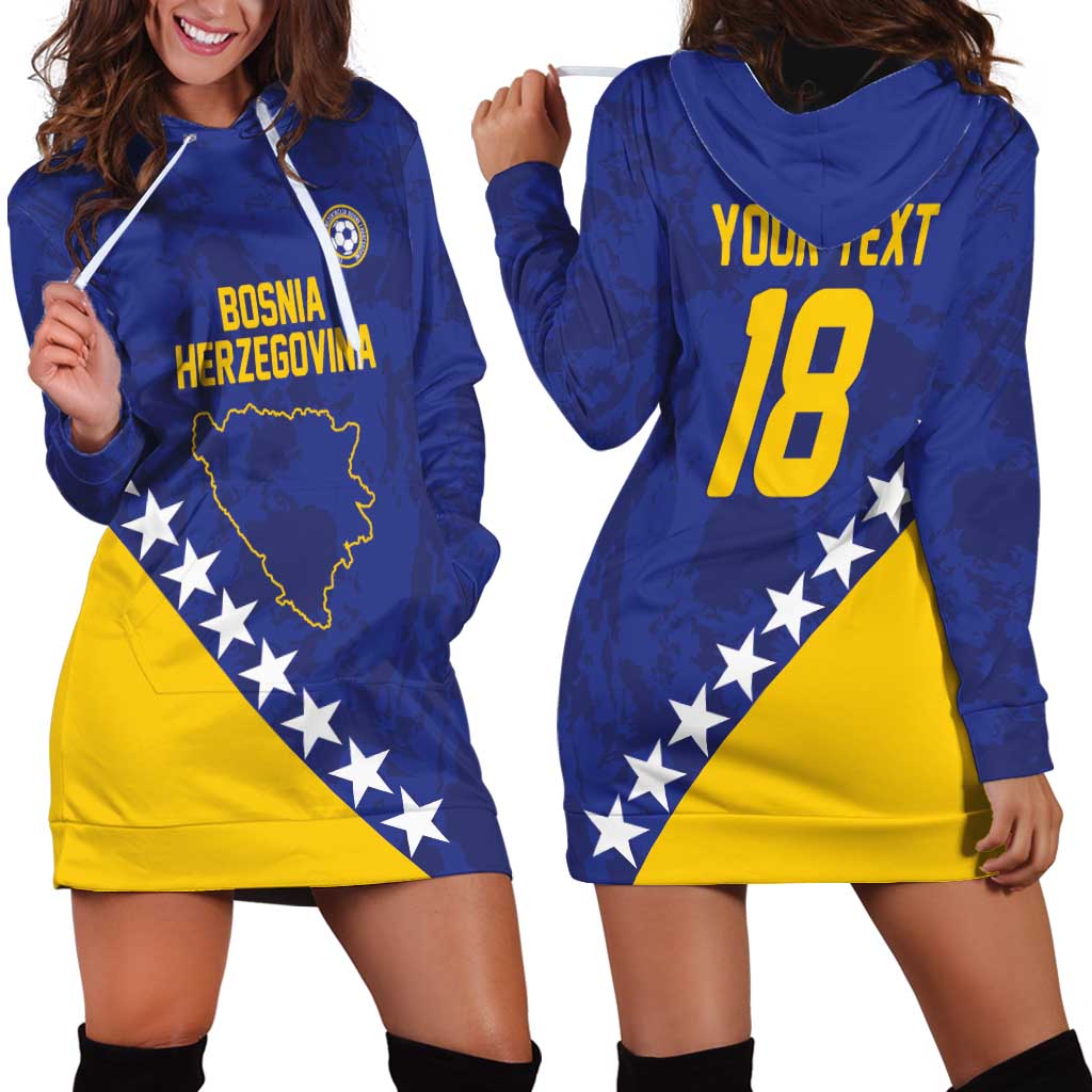 Custom Bosnia and Herzegovina Football Hoodie Dress Go Champion Sporty Style LT18