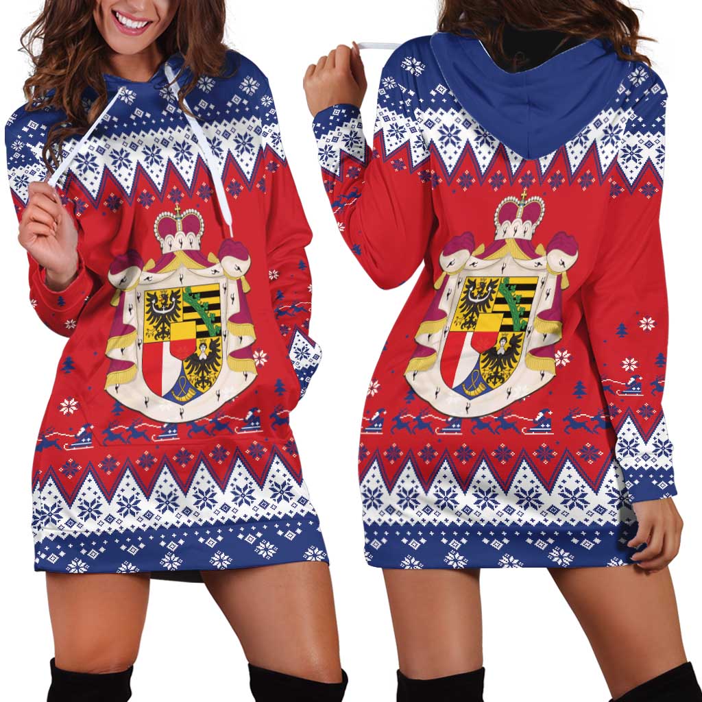 Liechtenstein Christmas Hoodie Dress Coat Of Arms Frohe Weihnachten LT18