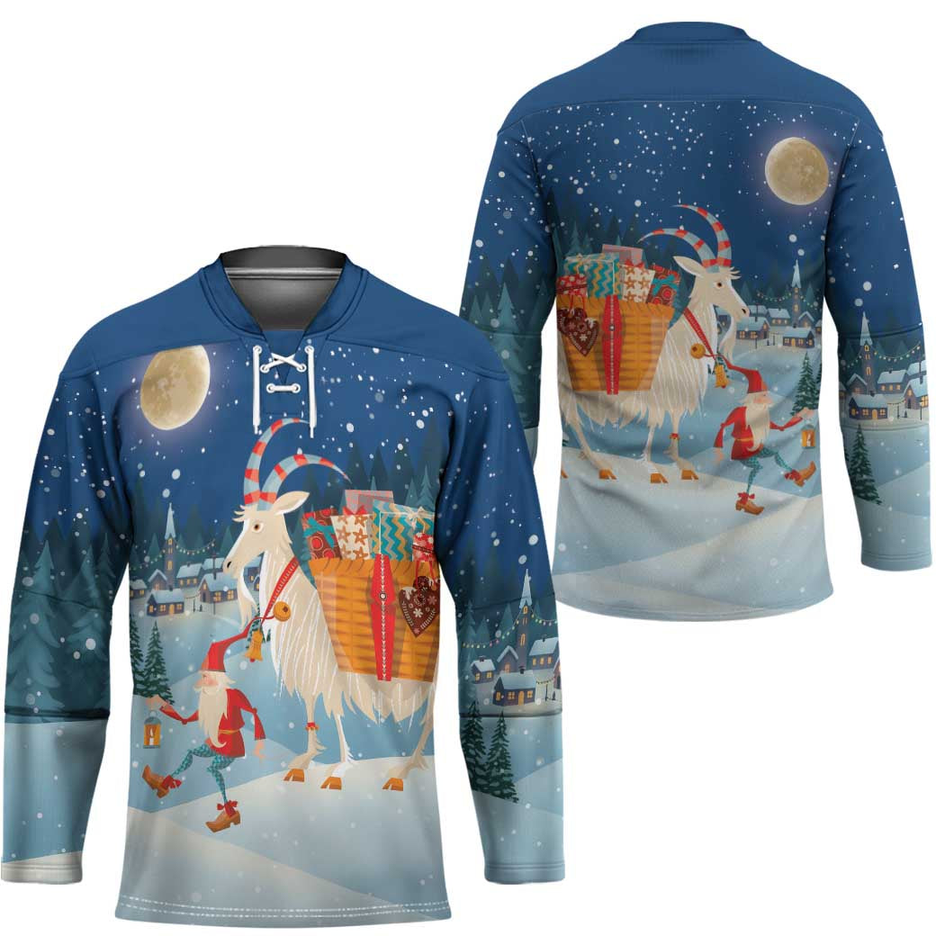 Sweden christmas Hockey Jersey Scandinavian Tomte and Yule Goat Christmas LT18
